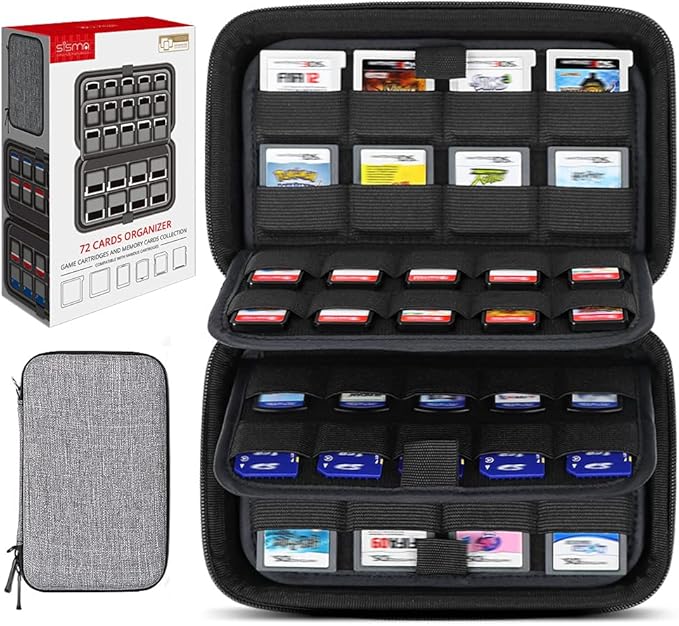 Sisma Funda Rigida Para Organizar 72 Juegos 40 Porta Juegos Para Guardar Cartuchos Switch O Tarjetas Sd 32 Porta Juegos Para Cartuchos Nintendo 3ds 2ds Ds Gris Amazon Es Electronica