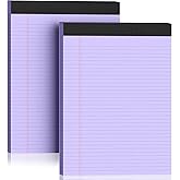 2 Pack Legal Pads 8.5 x 11 College Ruled 100 Sheets Purple Note Pads 8.5" x 11" Lined Paper Chipboard-Backed Notepad with Micro-Perforated Notebook Paper for Office & School Supplies 50 Sheets/Pad