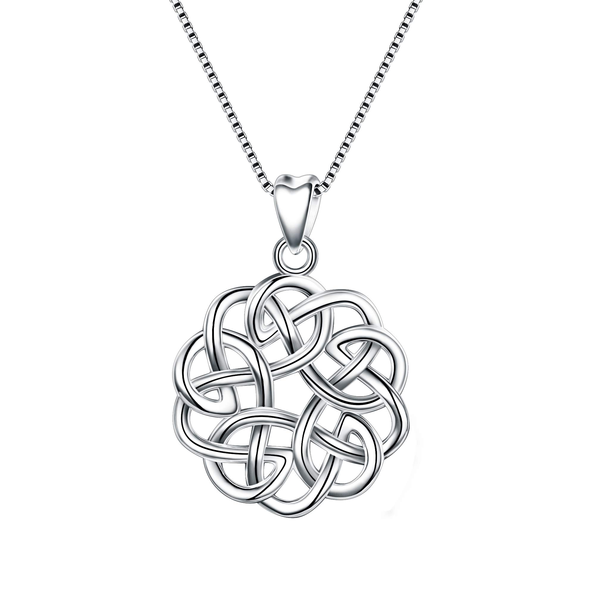 Ever Faith Women's 925 Sterling Silver Vintage Good Luck Round Shape Celtic Knot Pendant Necklace