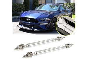 X XOTIC TECH Xotic Tech 2pc Adjustable 6"-9" Front Bumper Lip Splitter Diffuser Strut Rod Tie Bars Compatible with Most Vehicles [Silver]