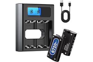 RRUHHK 2x6720mWh Rechargeable Battery Pack for Xbox One with Charging Station, New Upgrade High Capacity Battery Replacement for Xbox Series X/Xbox Series S/Xbox One S/Xbox One X/Xbox One Elite