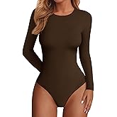 PRETTYGARDEN Bodysuits for Women 2026 Spring Long Sleeve Shirts Fitted Basic Ribbed Layering Tops Fall Fashion Winter Clothes