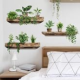 Green Plant Wall Decals 3D Bonsai Tropical Betterfly Wall Sticker Creative Vinyl Peel and Stick Removable Wall Art Decor for Living Room Bedroom Home Office (Green Plant 3)