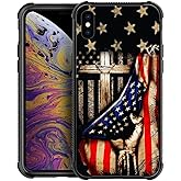 DAIZAG Compatible with iPhone XR Case,All-Round Protection Shockproof Anti-Scratches TPU Cover,Cases for Man Woman-Wooden Cross Power American Flag
