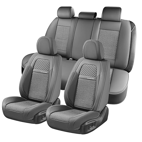 Coverado Car Seat Covers Full Set, Nappa Leather Seat Covers for
