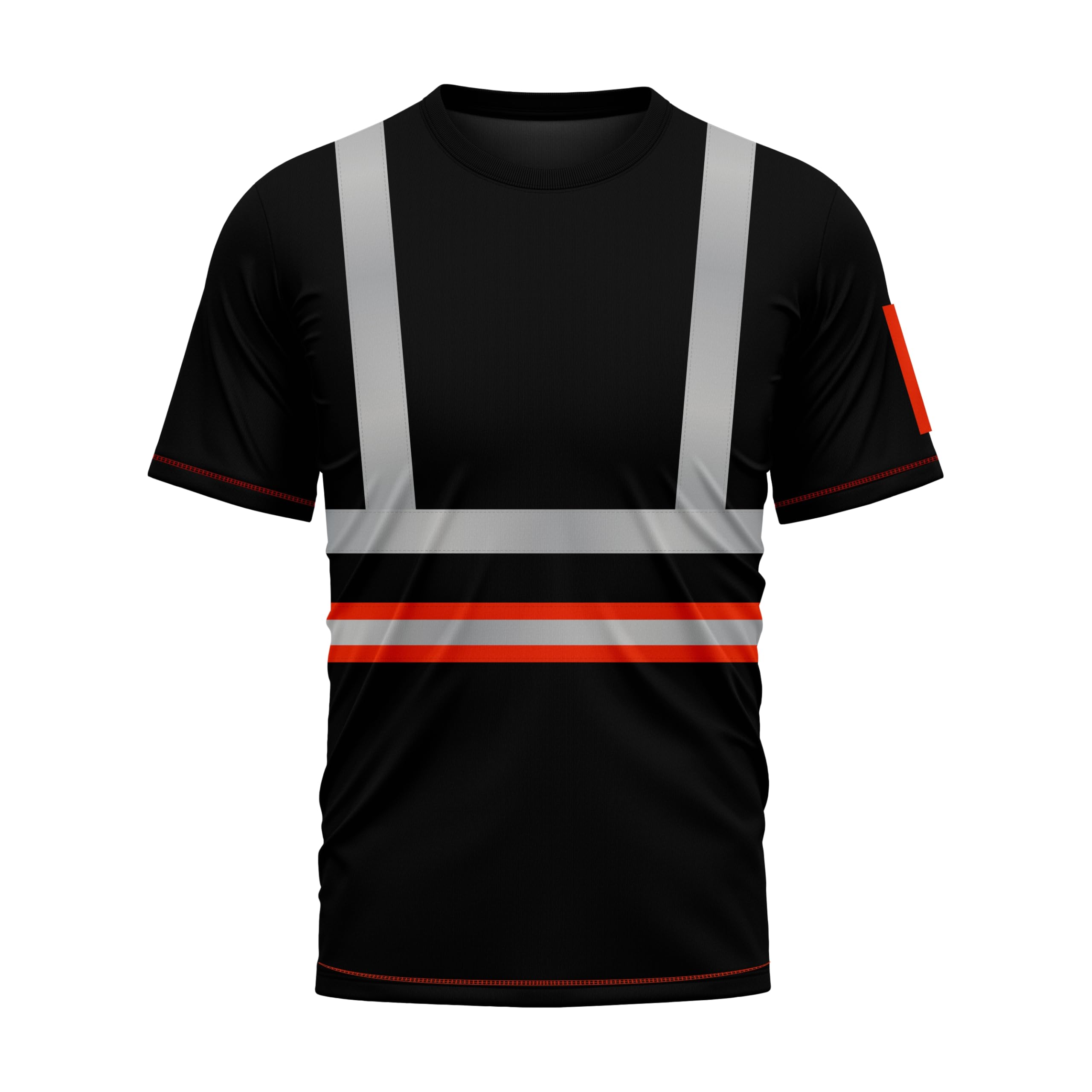 mymixtrendz Hi Vis High Visibility Security Work T Shirts Short Sleeves Safety Reflective Tape Round Crew Neck Breathable Quick Dry Workwear Tops