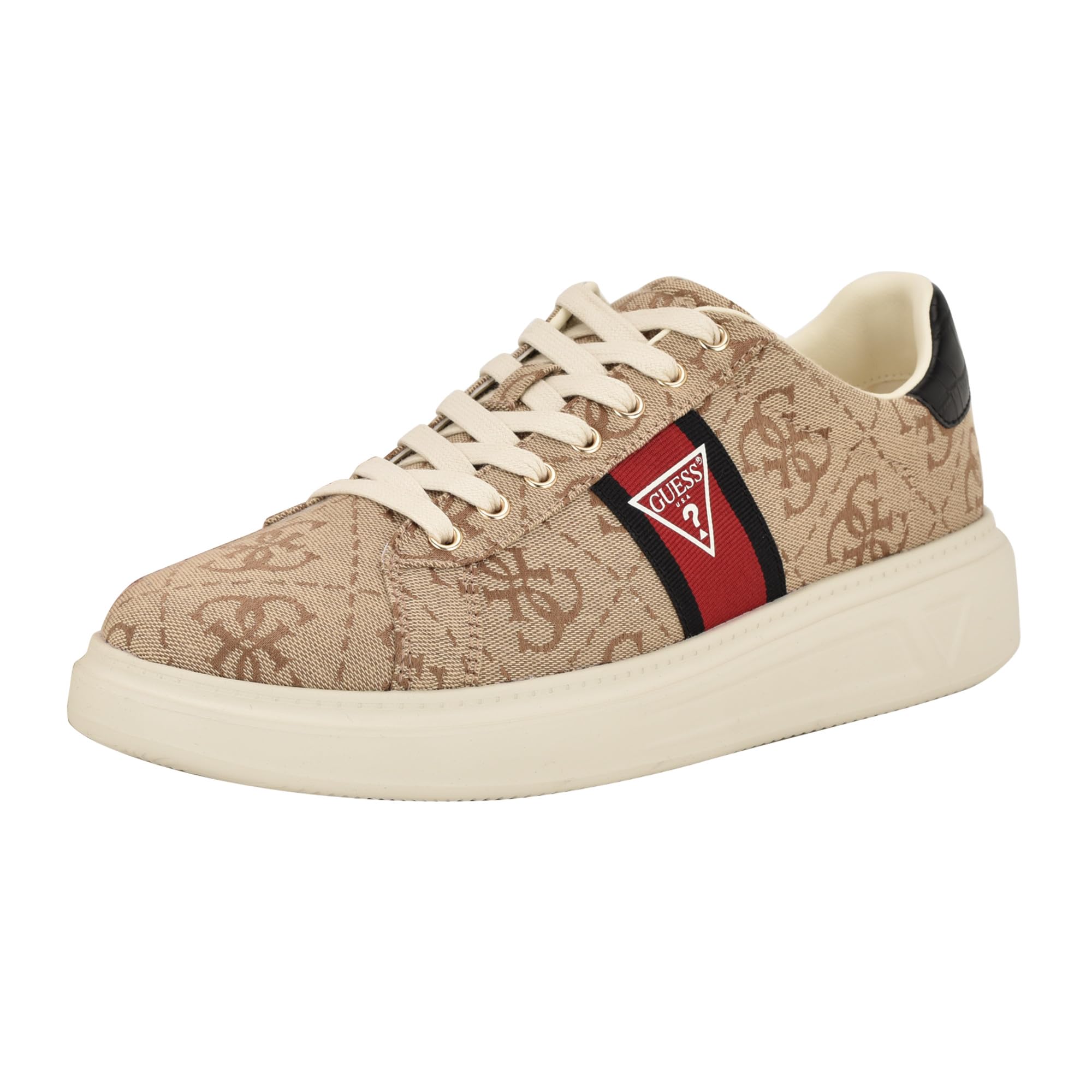 Guess Men’s CAFFEN Sneaker, Tan Logo Multi 101, 8
