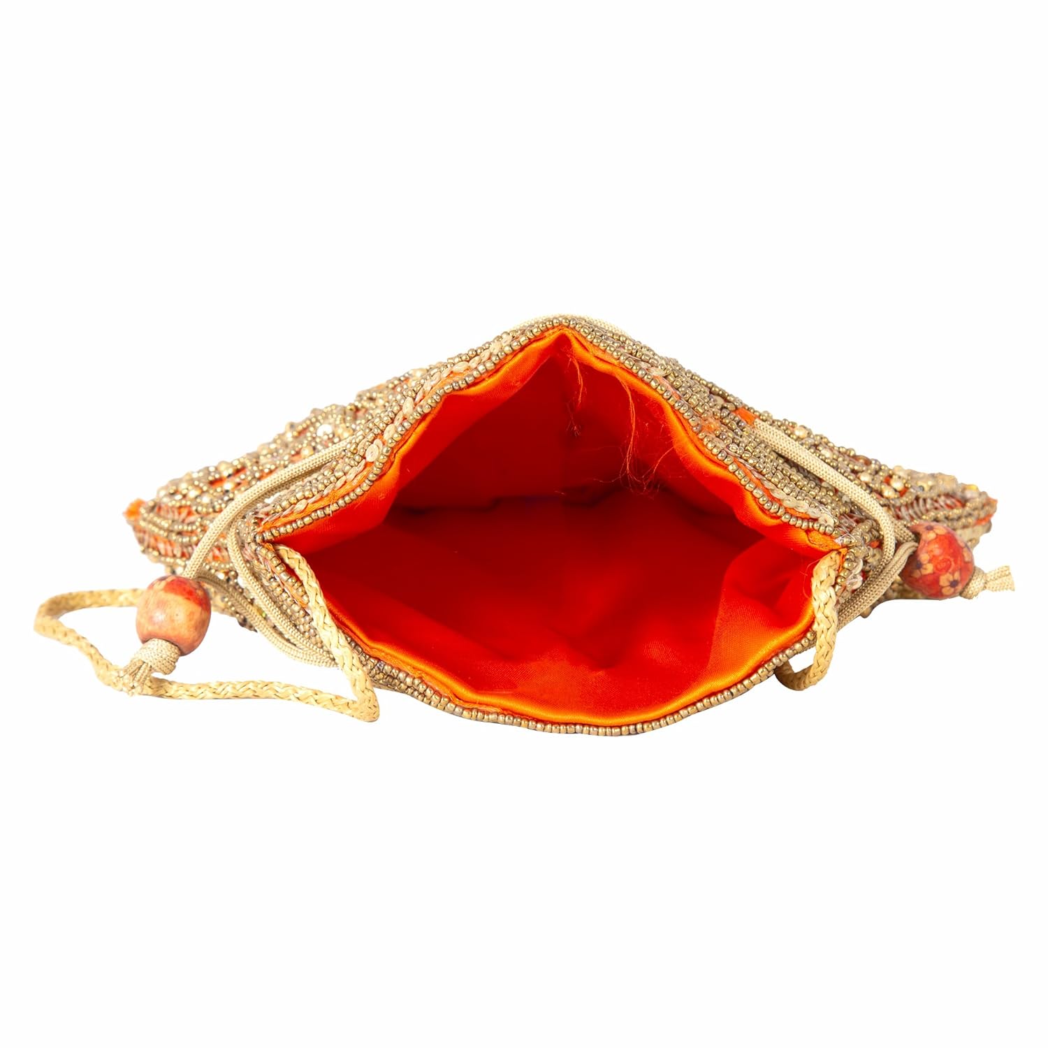 besterbuy women's handmade ethnic embroidery potli bag (reddish orange, bbmhb04)