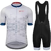 GCRFL Men's Cycling Jersey Set Road Bike Shorts Sleeves Jersey Zipper Pokcet Bib Shorts with Padded, Cycling Clothing kit Men