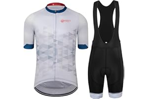 GCRFL Men's Cycling Jersey Set Road Bike Shorts Sleeves Jersey Zipper Pokcet Bib Shorts with Padded, Cycling Clothing kit Men