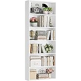 FOTOSOK 6-Tier Open Bookcase and Bookshelf, Freestanding Display Storage Shelves Tall Bookcase for Bedroom, Living Room and O