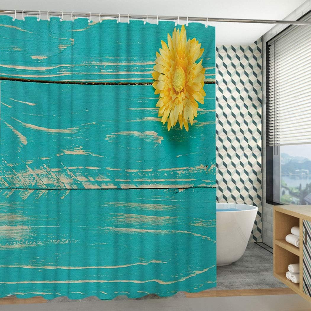 LzChz4 Rustic Shower Curtain Nature Flower on Vintage Wooden Backplane Floral Beauty