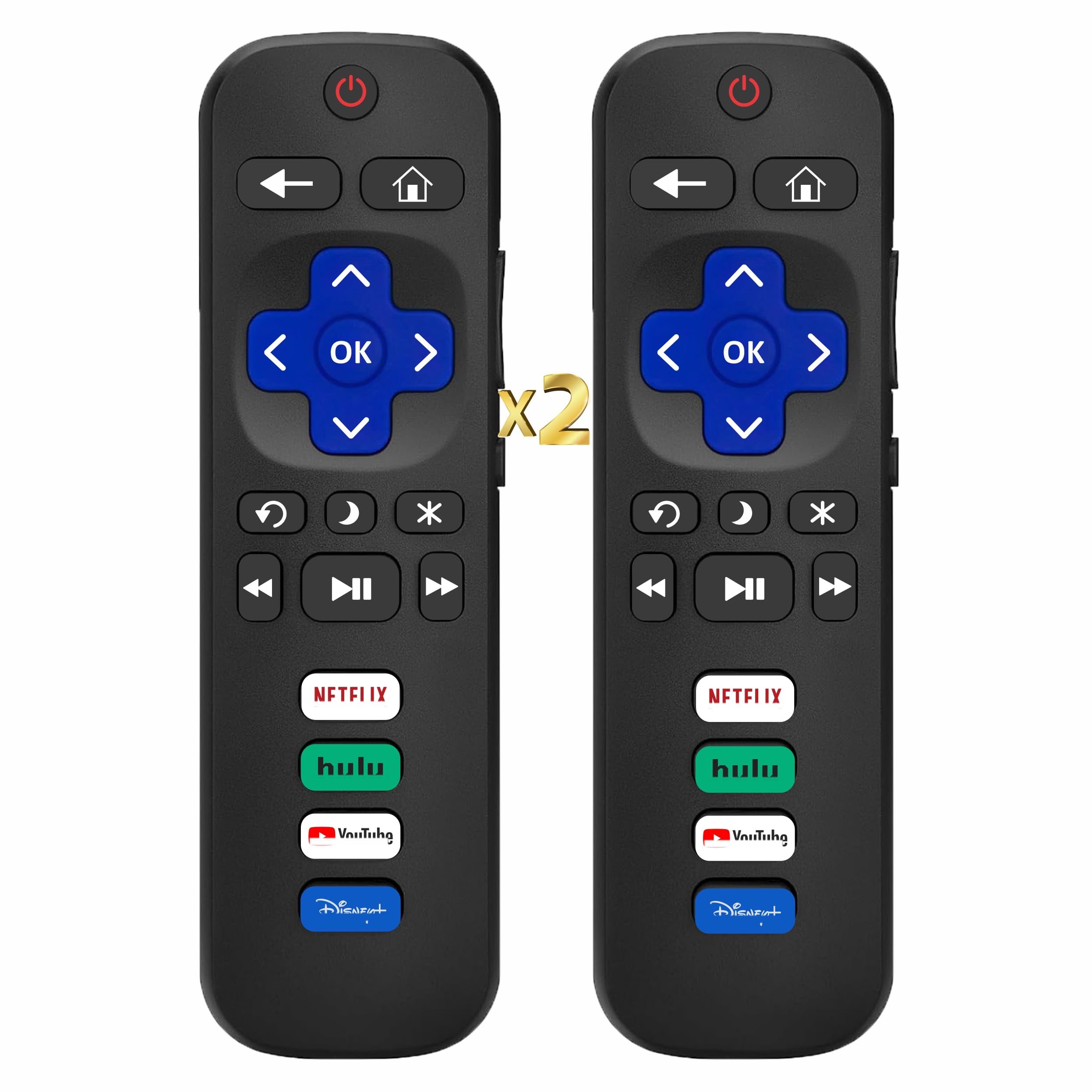 Photo 1 of (Pack of 2) Compatible with Roku TV Remote Control Replacement, TCL Roku, Hisense, Sharp, Onn Roko, Element, RCA Roko Smart TV Series (No Voice, Not for Ruku-Stick/Box). 1 Year Warranty.
