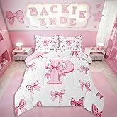 Erosebridal Initial Letter P Bedding Comforter Sets Pink Kawaii Bow Twin Bedding Set for Girls,Dreamy Princess Letter Bowknot Comforter Set for Kids Teen Women Bedroom Decor,Cute Girly Bow Bed Set
