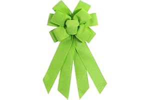 chmacura Light Green Burlap Wreath Bow 20 x 11 Inches Easter Bows Green Mesh Ribbon Bow Carnival Farmhouse Bow Tree Ornament for Home Front Door Decorations