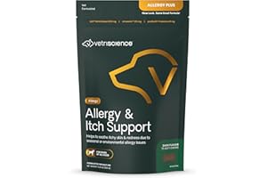 VetriScience Allergy & Itch Support Chews, Allergy Plus Skin Supplement for Dogs, Allergy Chews for Itching, Scratching, and Licking, Support Skin and Immune Health, Duck, 75 Count