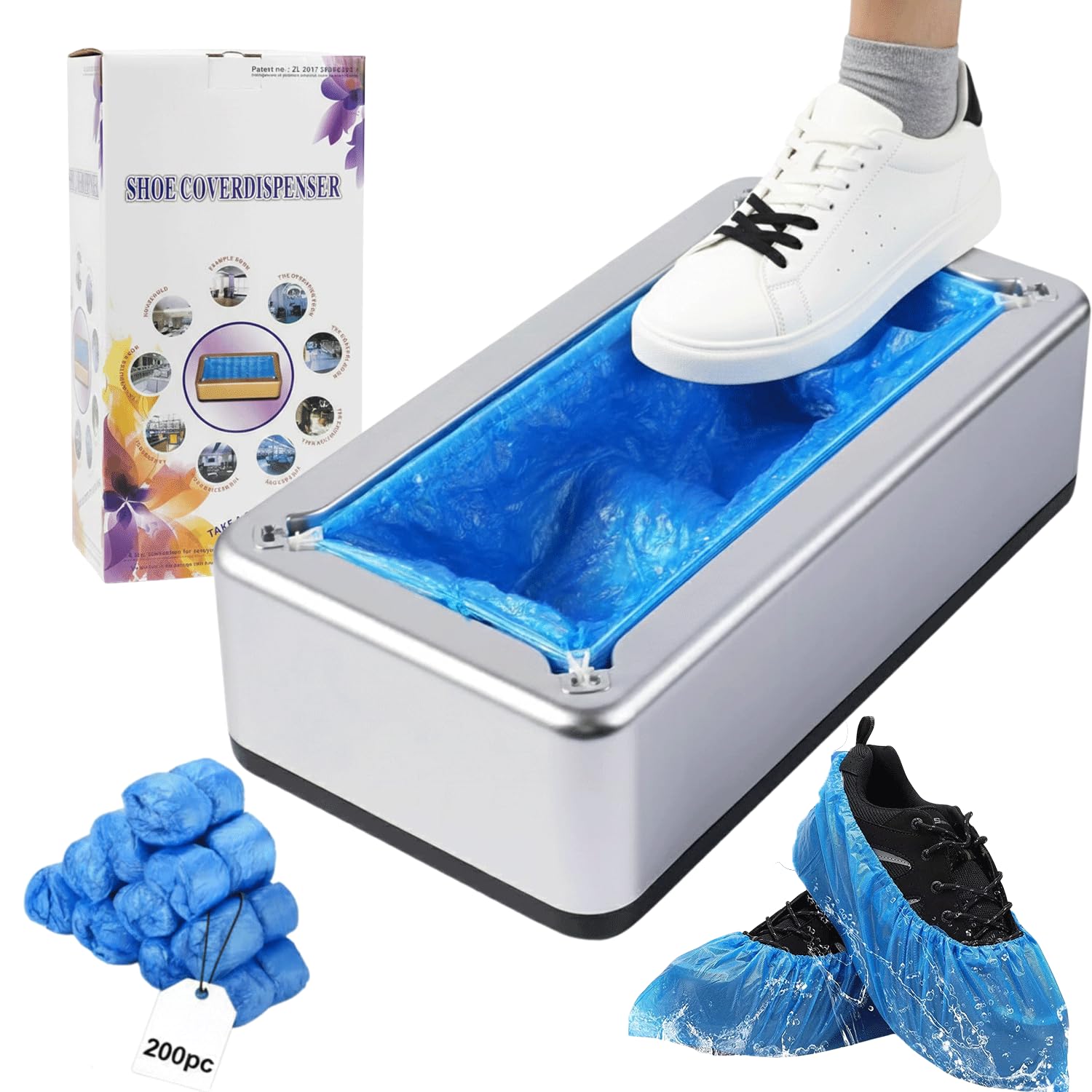 Photo 1 of ***NO BAGS***Shoe Covers Dispenser with 200pcs Shoe Cover Disposable Non Slip, User-Friendly and Reliable Shoe Cover Machine, Automatic Shoe Cover Dispenser for Home, Office, Factory Use***NO BAGS***