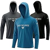 3-Pack Men's Hoodie with Mask - Sun Protection Work Shirt & Winter Base Layer - UPF 50+ Long Sleeve Dry Fit Tactical Fishing