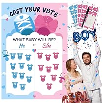 Kit Gender Reveal - Tableau + Autocollants + Bracelets Team Girl/Boy - Décoration Baby Shower