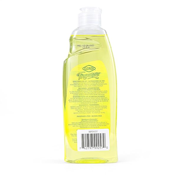 CLOROX FRAGANZIA LIQUID DISH SOAP, LEMON SCENT – DISHWASHING DETERGENT CUTS THROUGH GREASE – A POWERFUL CLEAN YOU CAN TRUST, 12 FL OZ