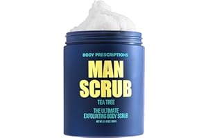 Body Prescriptions Men’s Exfoliating Body Scrub – Ultimate Skin Cleansing Wash in Jar with Twist-Top Lid, For All Skin Types, 21 Ounce (Pack of 1), Tea Tree