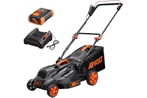 AIVOLT Cordless Lawn Mower Battery Powered 16-inch Brushless Lawn Mowers Walk-Behind Push Grass Mower with 36V 4.0Ah Battery and Charger