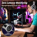 TONOR TD520S Dynamic USB/XLR Microphone with RGB Light, Stand, Cable view 6