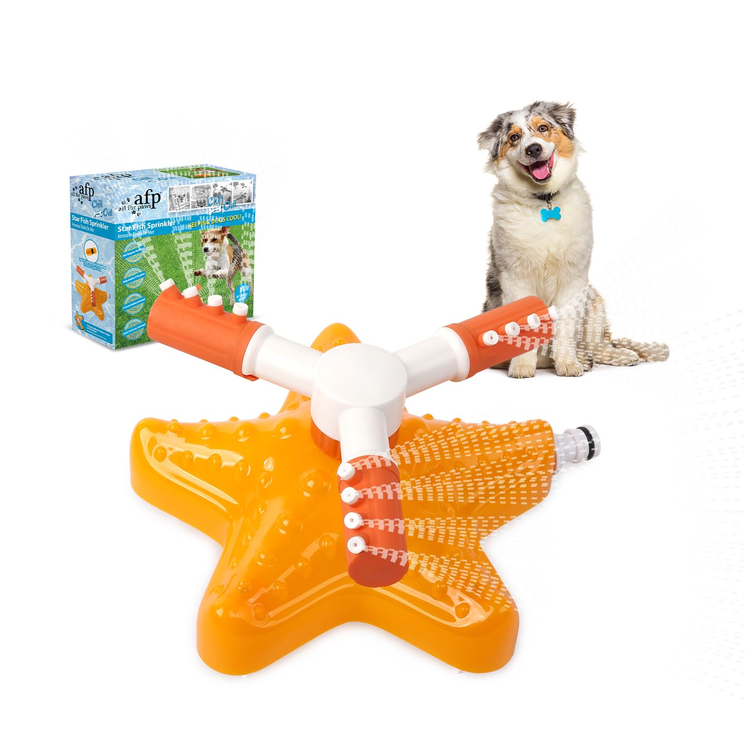 ALL FOR PAWS Dog Outdoor Water Sprinkler Toy, Dog Water Fountains for Yard Outdoor Play, 360° Rotating Dog Drinking Sprinkler, Summer Outdoor Water Play Toy for Backyard Garden Lawn