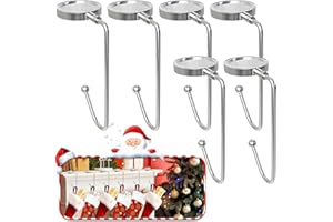365park Christmas Stocking Holders for Mantle, 6 Pack Mantel Stocking Hangers Metal Hooks for Fireplace Christmas Xmas Party Decoration (Silver)