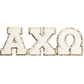 Sorority Shop Alpha Chi Omega Chenille Letter Stickers - Adhesive Back, Set of 3 Greek Letters