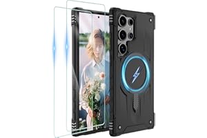 Gritup for Samsung Galaxy-S24-Ultra-Case with Magsafe, 2×Screen Protector, S24 Ultra Magnetic Phone Case Anti-Fingerprint Military Grade Shockproof Protective Cover for Galaxy S24 Ultra,Black