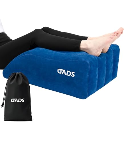 Oreiller Gonflable De Surélévation Des Jambes | Hauteur Réglable | Velours Doux | Confort Pour Sommeil Et Repos | Bleu