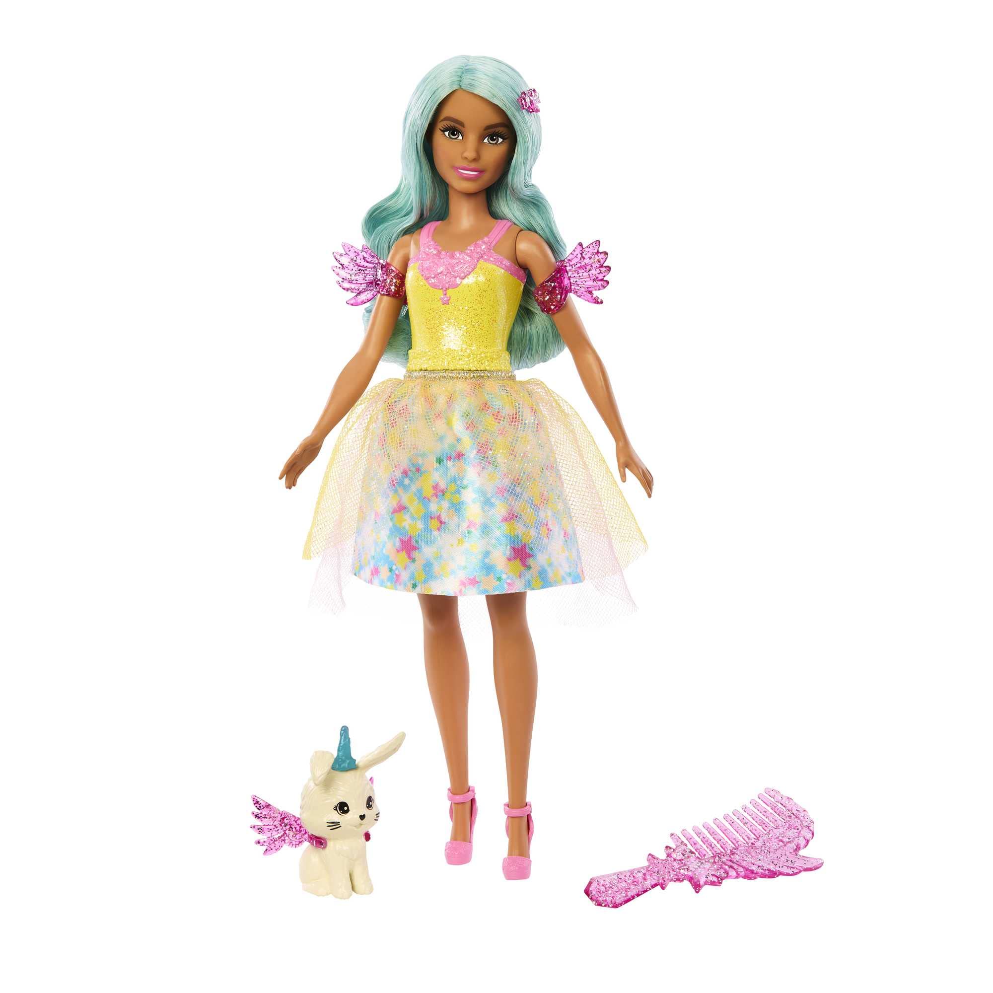 Barbie Doll with Fairytale Outfit and Pet Inspired by Barbie A Touch of Magic, Teresa with Fantasy Hair and Comb - HLC36