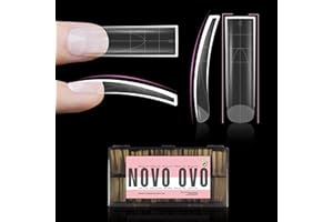 NOVO OVO XXL Slightly Curved Sharp Square Nail Tip, Extra Thick Natural Curve False Nails Press on, Full and Half Cover Soft Gel Extension Fake Nail Acrylic French Tip Auxiliary Line x 15 Size 240pc