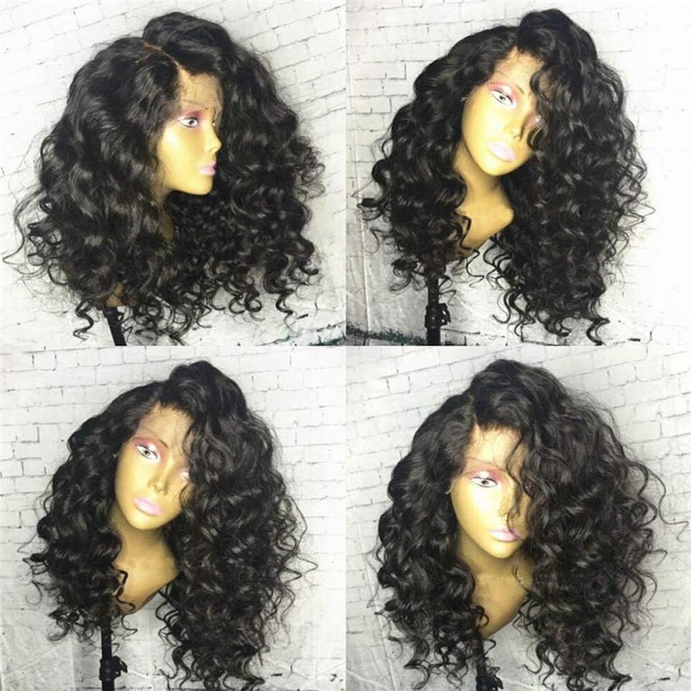 ALYSSA HAIR Loose Wave Full Lace Human Hair Wigs Side Parting 130% Density Soft Virgin Hair Lace Wig With Baby Hairs For Women 12inch Natural Black