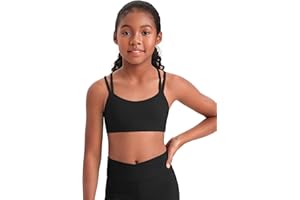 CRZ YOGA Softness Mold Girls Butterluxe Sports Bra - Double Spaghetti Strappy Scoop Neck for Training Yoga Dance Teens Kids