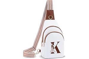 Lizznoe Crossbody Bag for Women Leather Sling Bags with Initial Letter Fanny Pack Chest Bag for Travel, Gift for Mom Wife