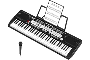 SLEKVERSA 61 Key Electric Keyboard Piano for Beginners & Adults, Multi-Functional Electronic Piano, Full Set: Headphones, X-Stand, Stool, Music Rest, Microphone 70 Demos, 200 Rhythms/Tones, Teaching Modes