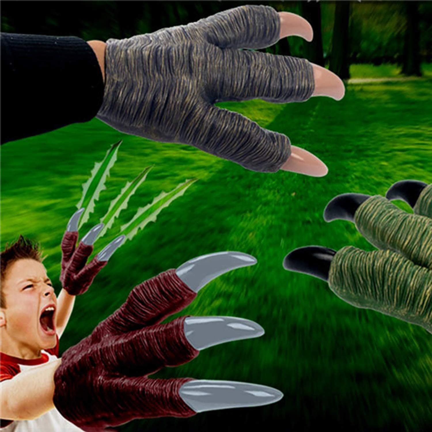 Ulalaza 1 Pair Dinosaur Claws Dino Cosplay Paw Gloves Costume Accessories for Velociraptor Pretend Party Supplies - Image 4