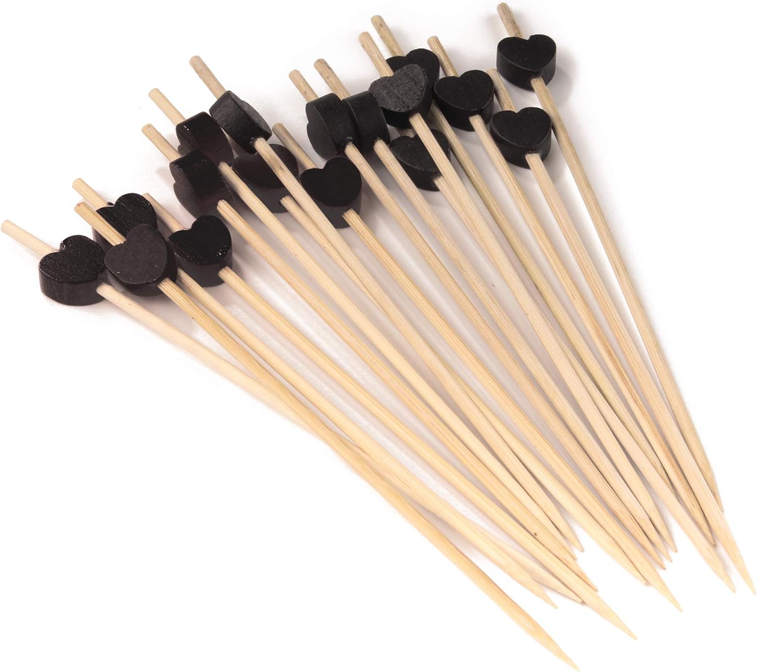 BambooMN Brand Decorative Heart Bamboo Picks 5.9" (15cm