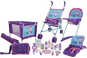 509 Crew Mermaid 21 Piece Set: Doll Stroll n Play & Care Set - Includes Stroller, Car Seat, Highchair, Play Yard, 15 Piece Accessories, & Diaper Bag/Handbag, Kids Pretend Play Ages 3+ (T818028)