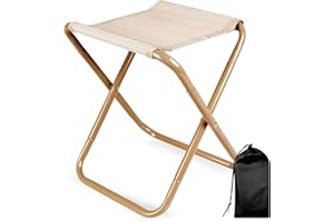CHENEDY Camping Stool, Portable Folding Stool with Carry Bag, 12in Portable Folding Chair Collapsible Camp Stool Outdoor Footstool for Travel Walking Hiking Fishing Picnic Barbecue (Khaki)