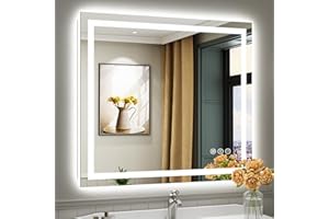 BRIIVUE 40"x36" LED Bathroom Mirror with Lights, Backlit & Front Lit, Lighted Wall Mirrors for Bathroom Vanity, Touch Screen Dimmable, Anti-Fog, Memory Function, HD Tempered Glass, Shatter-Proof, ETL Listed
