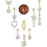 ORAZIO Gold Belly Button Ring Dangle Hypoallergenic Surgical Stainless Steel Belly Rings for Women 14G Belly Button Piercing Cute Navel Ring Belly Piercing Jewelry