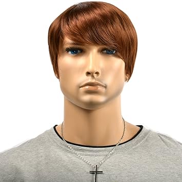 Amazon Com Men S Short Wigs Dark Brown Male Little Curly Hair