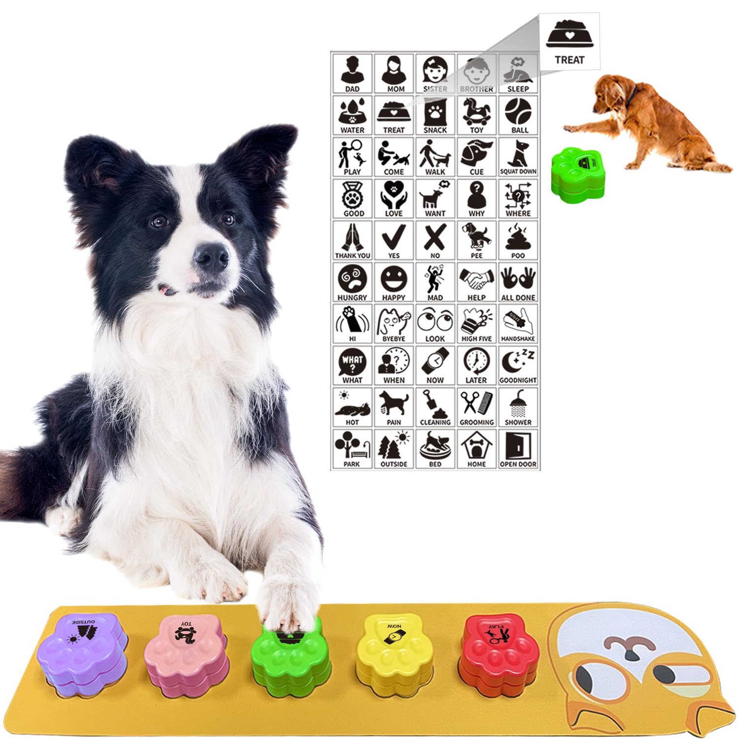 BUYVIKAY Dog Buttons with Rubber Mat for Communication Pet Training Buzzer,Voice Recording Button,Dog Talking Buttons,Pet Buttons With Sticker Answer Buzzer Dog Buttons Talk Training