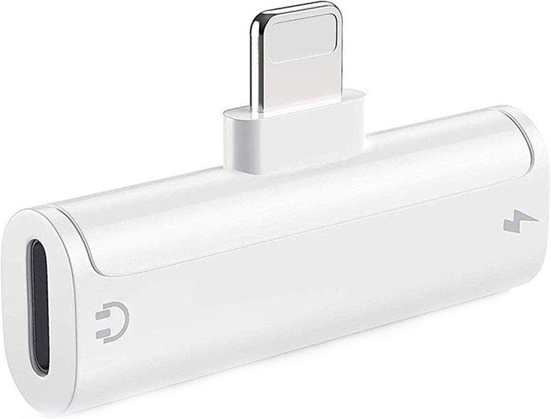 Adapter for iPhone Headphone Charger Splitter 11 Aux to 3.5mm Dual Adapter for iPhone 11/X/Xs Max/XR/8/8Plus/7/7Plus Headphones Adaptor Jack Cable & Connector Earphones Support All iOS - White