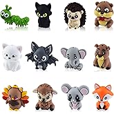 WOZADU 3D Animal Silicone Beads for Keychain Making, 12 PCS Silicone Focal Beads for Pen, Loose Bead Bulks for Bracelet Necklace Lanyard Jewelry and Handmade Crafts Making