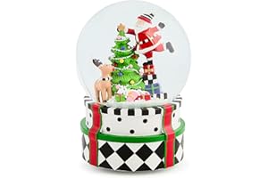 MACKENZIE-CHILDS MACKENZIE CHILDS Snow Globe, Christmas Decor for Living Room, Santa & Rudolph