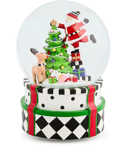 MacKenzie-Childs Snowman Musical Snow Globe Holiday Collectible